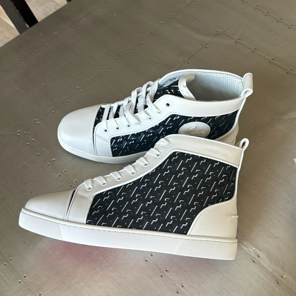 Christian Louboutin louis orlato flat white black techno high top sneaker sz 41